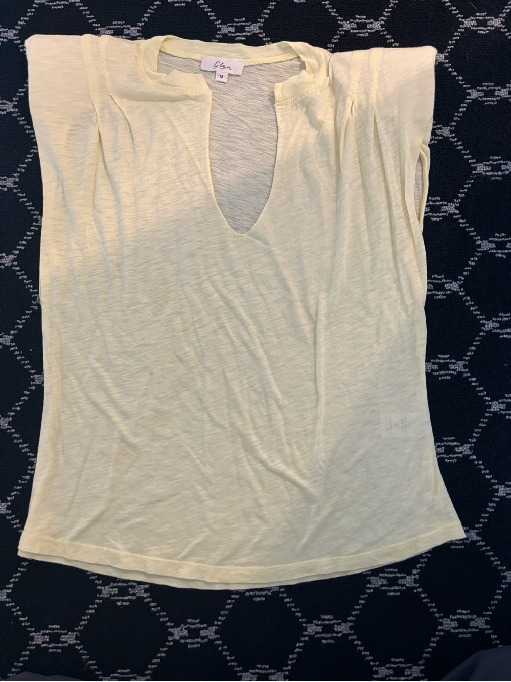 Elan Yellow Sleeveless V-Neck shoulder pad Tee
